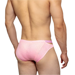 a sexy man in pink DM Men’s Strappy Mesh Jock Brief - pridevoyageshop.com - gay men’s thongs, boxers, briefs and jockstraps