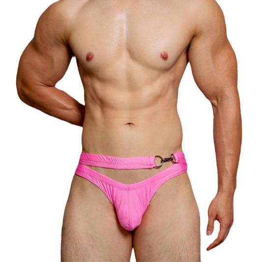 a sexy man in pink DM Mens Hook & Dive Double-Strap Swim Brief - pridevoyageshop.com - gay men’s thongs, boxers, briefs and jockstraps