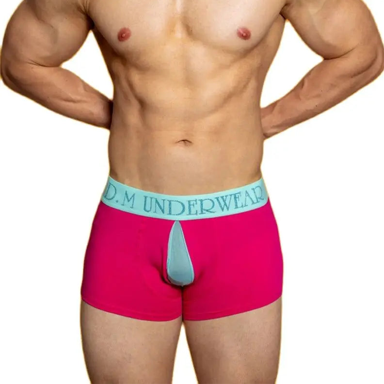 a sexy man in pink Men’s Color Clash Mesh Peephole Boxer Briefs - pridevoyageshop.com - gay men’s thongs, boxers, briefs and jockstraps
