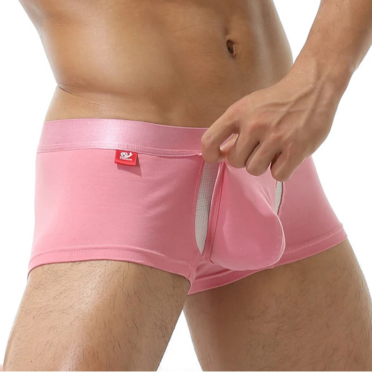 a sexy man in pink Men’s Peek-a-Bulge Mesh Pouch Boxers - pridevoyageshop.com - gay men’s thongs, boxers, briefs and jockstraps