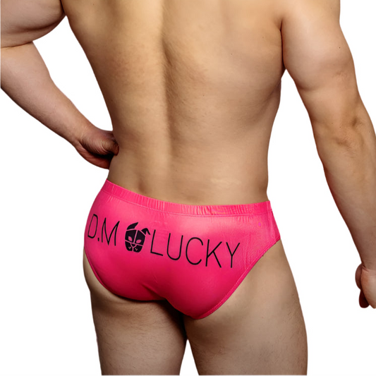 a sexy man in pink pig DM Men’s Cheeky Critters & Fruit Print Brief - pridevoyageshop.com - gay men’s thongs, boxers, briefs and jockstraps