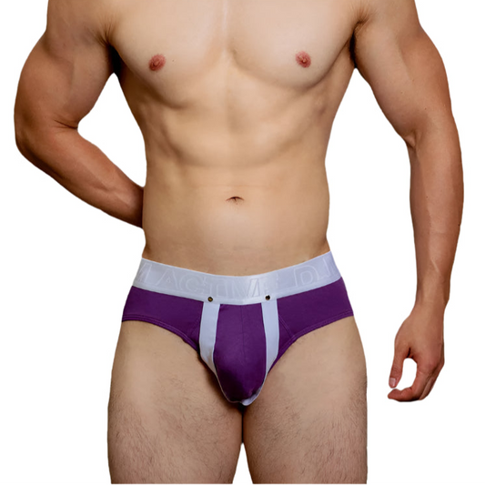 a sexy man in purple DM Men’s Bulge Bandage Brief - pridevoyageshop.com - gay men’s thongs, boxers, briefs and jockstraps