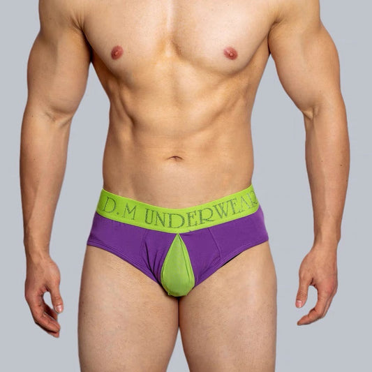 a sexy man in purple DM Men’s Color Clash Mesh Peephole Briefs - pridevoyageshop.com - gay men’s thongs, boxers, briefs and jockstraps