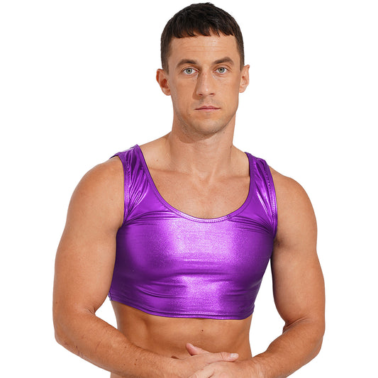 a sexy man in purple Liquid Mercury Micro Metallic Vest - pridevoyageshop.com - gay men’s harness, lingerie and fetish wear