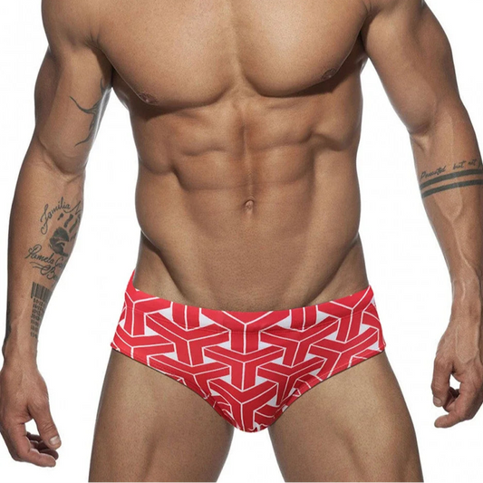 a sexy man in red Men’s Brickhouse Booty Swim Briefs - pridevoyageshop.com - gay men’s sexy swim briefs, trunks, board shorts, and bikinis