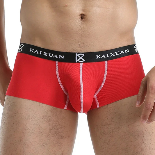 a sexy man in red Mens Seamless Chroma Mini Trunks - pridevoyageshop.com - gay men’s thongs, boxers, briefs and jockstraps
