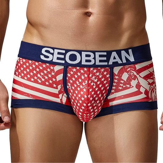 a sexy man in red SEOBEAN Stars and Stripes Boxer Briefs - pridevoyageshop.com - gay men’s thongs, boxers, briefs and jockstraps