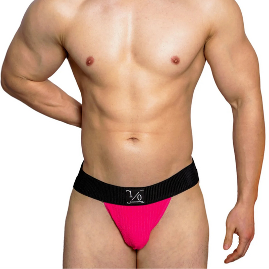 a sexy man in rose red DM Men’s Sport Boy Jockstrap - pridevoyageshop.com - gay men’s thongs, boxers, briefs and jockstraps