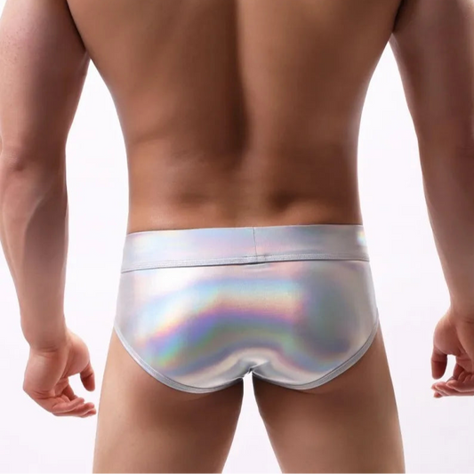 a sexy man in silver Men’s Backroom Voltage Metallic Boxer Briefs - pridevoyageshop.com - gay men’s thongs, boxers, briefs and jockstraps