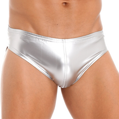 a sexy man in silver Men’s Shimmer & Sin Wet Look Briefs - pridevoyageshop.com - gay men’s thongs, boxers, briefs and jockstraps