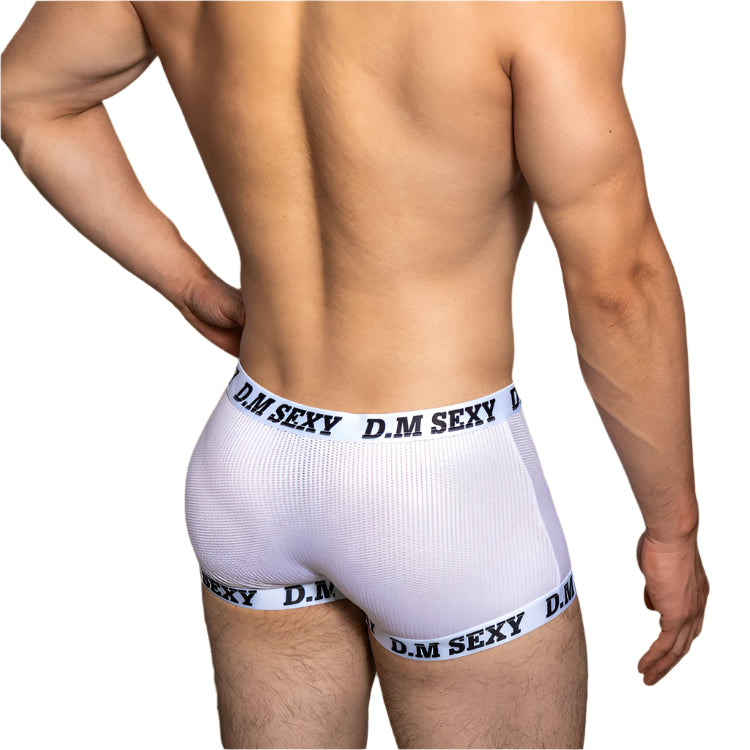 a sexy man in white D.M SEXY Mesh Boxers - pridevoyageshop.com - gay men’s thongs, boxers, briefs and jockstraps