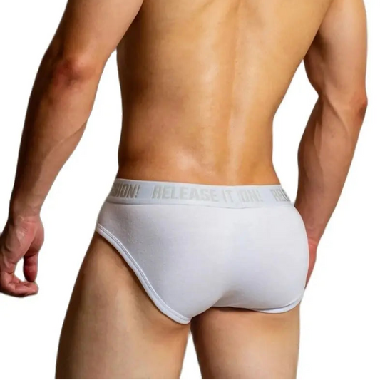 a sexy man in white DM Men’s Release It Passion Classic Pouch Brief - pridevoyageshop.com - gay men’s thongs, boxers, briefs and jockstraps