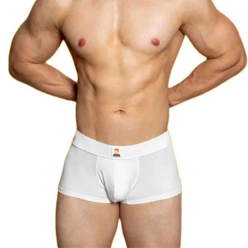 a sexy man in white Fruity Boy Boxers - pridevoyageshop.com - gay men’s thongs, boxers, briefs and jockstraps