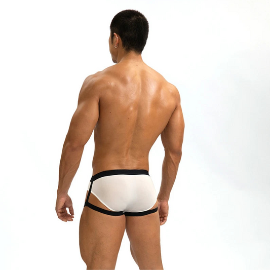 a sexy man in white Men’s Garter Jock Briefs - pridevoyageshop.com - gay men’s thongs, boxers, briefs and jockstraps