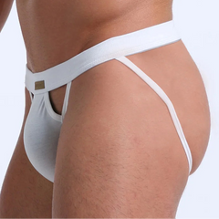 a sexy man in white Men’s KarenSpace Cutout Jockstrap - pridevoyageshop.com - gay men’s thongs, boxers, briefs and jockstraps