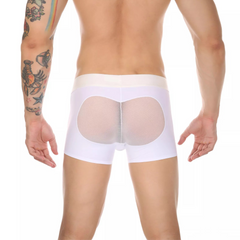 a sexy man in white Men’s Mesh Big Pouch and Peach Butt Boxer - pridevoyageshop.com - gay men’s thongs, boxers, briefs and jockstraps