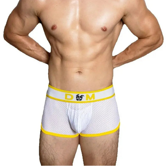 a sexy man in white Men’s Open Butt Back Zipper Mesh TrunksMen’s Open Butt Back Zipper Mesh Trunks - pridevoyageshop.com - gay men’s thongs, boxers, briefs and jockstraps