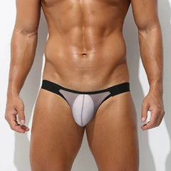 a sexy man in white Men’s Sheer Peek Pouch Jockstrap - pridevoyageshop.com - gay men’s thongs, boxers, briefs and jockstraps