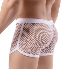 a sexy man in white Mesh Daddy Boxers - pridevoyageshop.com - gay men’s thongs, boxers, briefs and jockstraps
