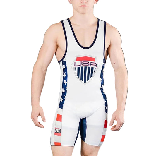 a sexy man in white The All-American Flag Singlet – pridevoyageshop.com – gay men’s harness, lingerie and fetish wear