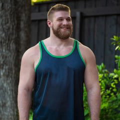 a sexy muscle bear in dark blue Daddys Tryout Mesh Tank – pridevoyageshopcom – gay mens clubwear mesh tanks crop tops fashion tops partywear activewear