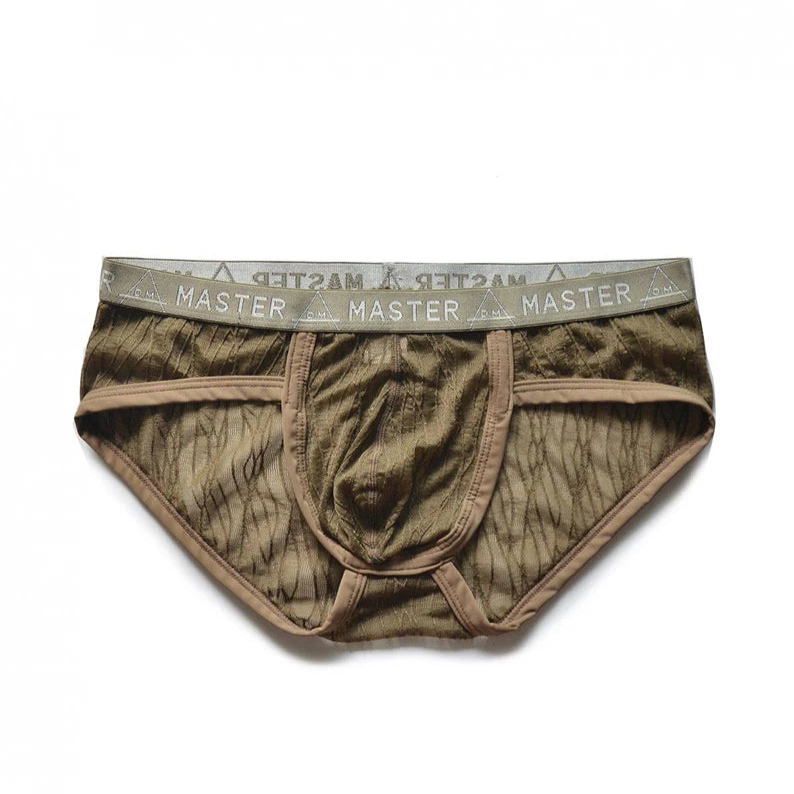 army green DM Men’s Master Sheer Lace Brief - pridevoyageshop.com - gay men’s thongs, boxers, briefs and jockstraps
