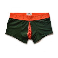 army green Men’s Color Clash Mesh Peephole Boxer Briefs - pridevoyageshop.com - gay men’s thongs, boxers, briefs and jockstraps