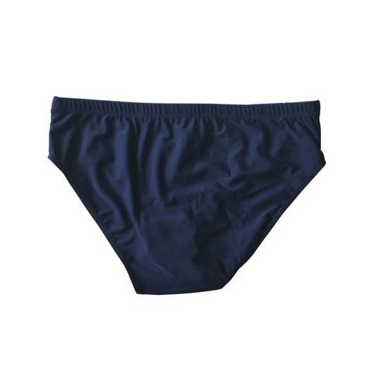 back of Men's Deep Blue Speed Navy Swim Briefs - pridevoyageshop.com - gay men’s sexy swim briefs, trunks, board shorts, and bikinis