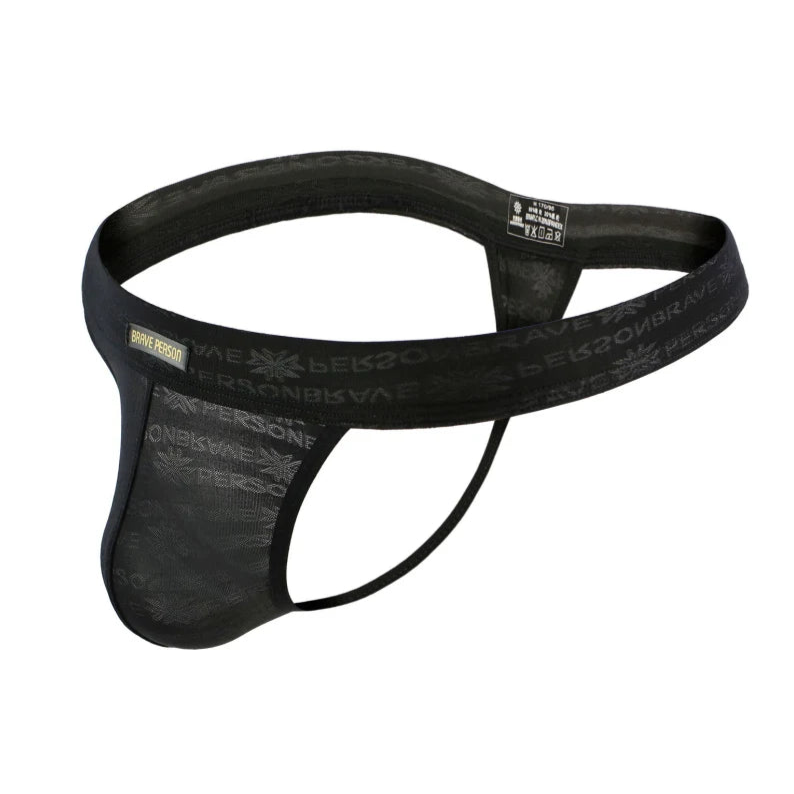 black BRAVE PERSON Men’s Sheer Temptation Thong - pridevoyageshop.com - gay men’s thongs, boxers, briefs and jockstraps