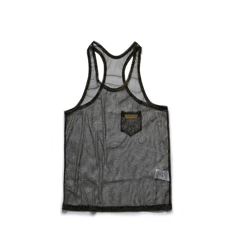 black Look Dont Touch Mesh Tank – pridevoyageshopcom – gay mens clubwear mesh tanks crop tops fashion tops partywear activewear