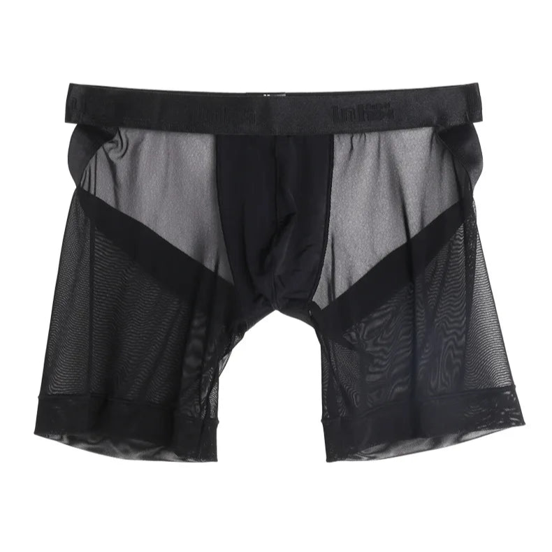 black Men's Bare Cheeks Sheer Jock Shorts