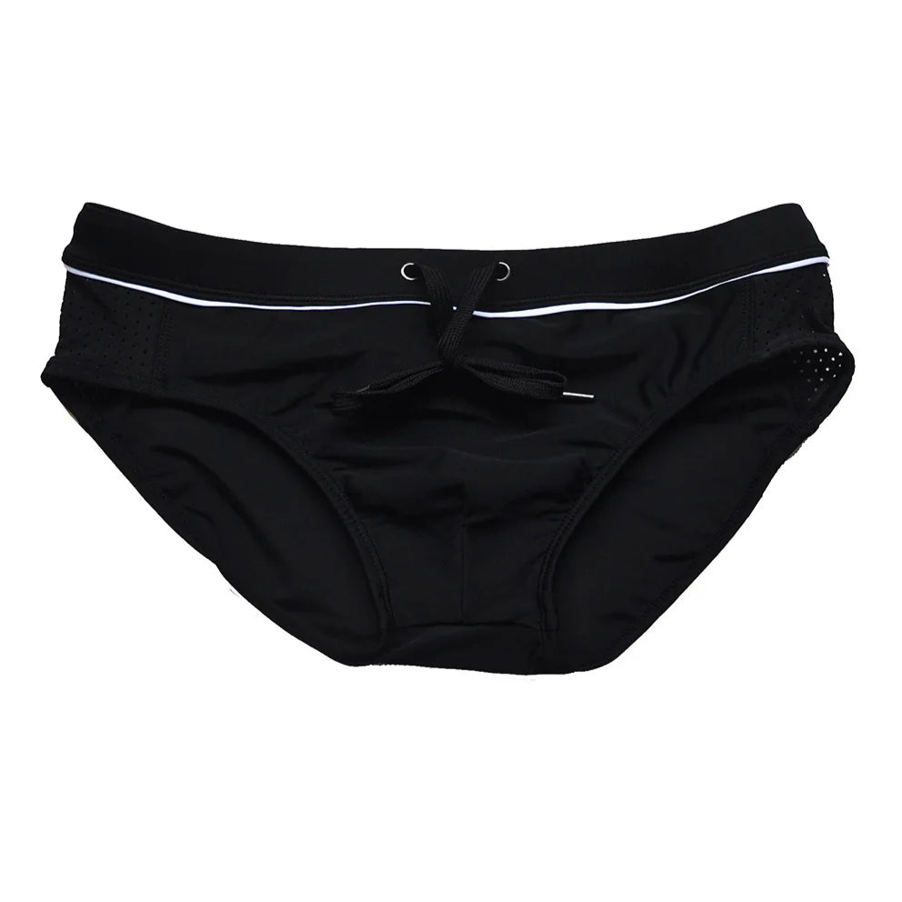 black Men’s Hole Patrol Side Mesh Swim Briefs - pridevoyageshop.com - gay men’s sexy swim briefs, trunks, board shorts, and bikinis