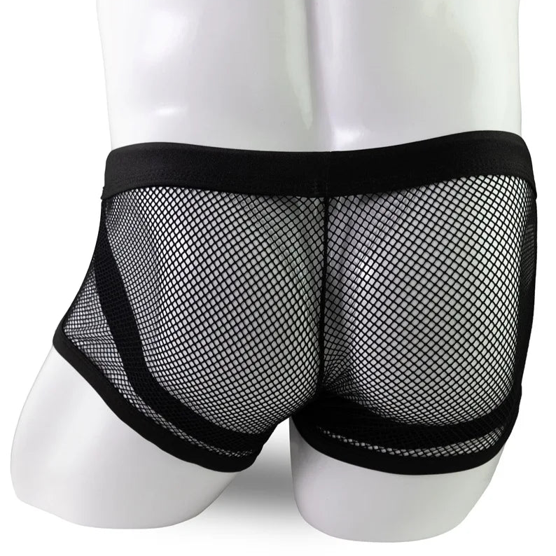 black Men’s “I Am Ready” Lace-Up Mesh Trunks - pridevoyageshop.com - gay men’s thongs, boxers, briefs and jockstraps