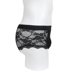 black Men’s Kinked Up Floral Lace Boxers - pridevoyageshop.com - gay men’s thongs, boxers, briefs and jockstraps