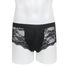 black Men’s Kinked Up Floral Lace Boxers - pridevoyageshop.com - gay men’s thongs, boxers, briefs and jockstraps
