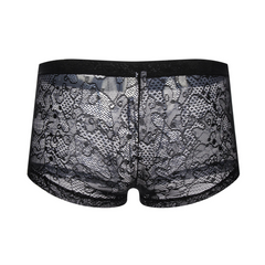 black Men’s Kinked Up Lace Boxer Briefs - pridevoyageshop.com - gay men’s thongs, boxers, briefs and jockstraps