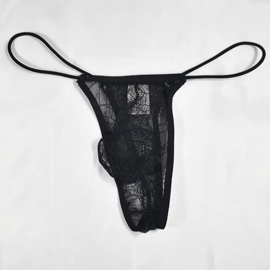 black Men’s Lace & Lure Pouch Thong - pridevoyageshop.com - gay men’s thongs, boxers, briefs and jockstraps