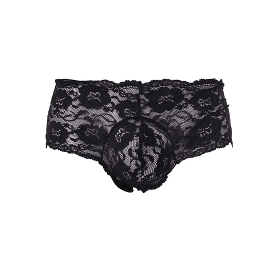 black Men’s Lace Pouch Panty - pridevoyageshop.com - gay men’s thongs, boxers, briefs and jockstraps