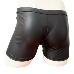 black Men’s PU Leather Snap Shorts - pridevoyageshop.com - gay men’s thongs, boxers, briefs and jockstraps