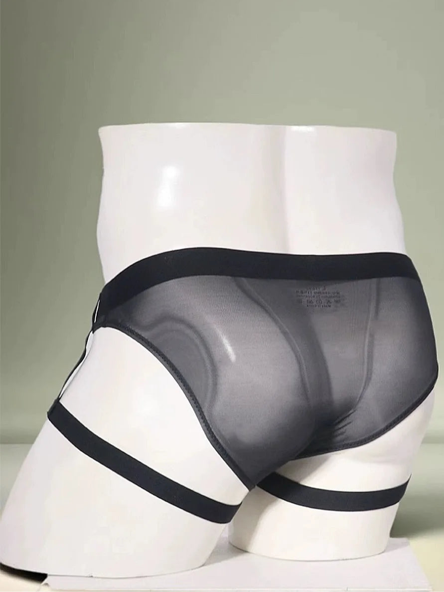 black Men’s Sheer Garter Brief - pridevoyageshop.com - gay men’s thongs, boxers, briefs and jockstraps