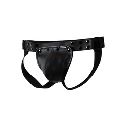 black Men’s Studded PU Leather Removable Pouch Jockstrap - pridevoyageshop.com - gay men’s thongs, boxers, briefs and jockstraps