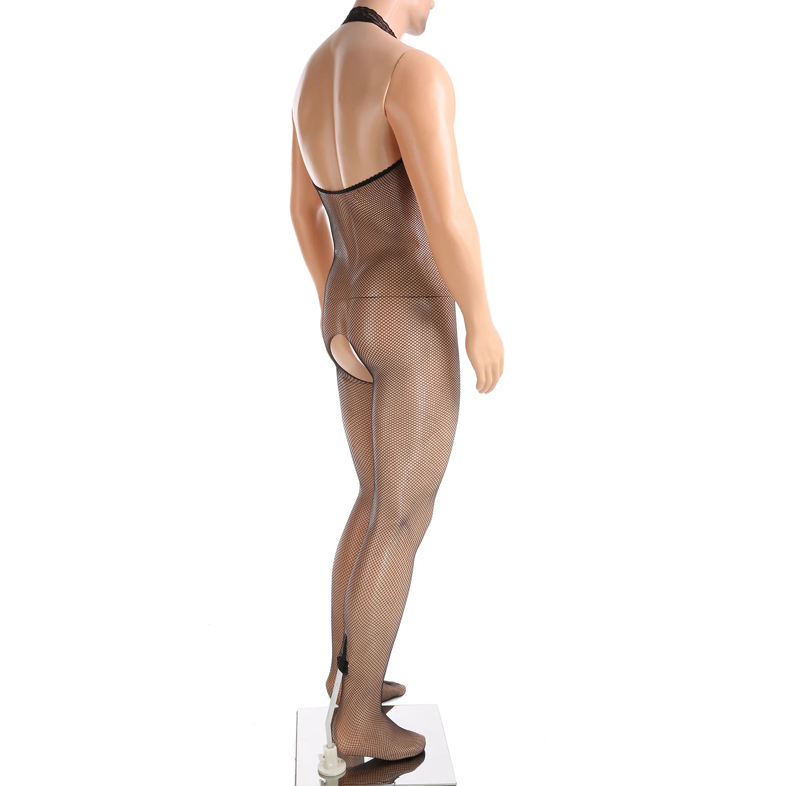 black Open Invite Halter Net Bodystocking - pridevoyageshop.com - gay men’s harness, lingerie and fetish wear