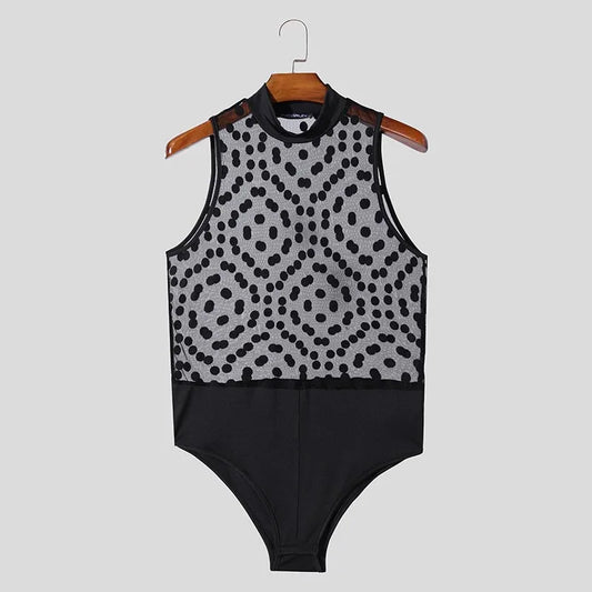 black Polka Lust Mock-Neck Sheer Body - pridevoyageshop.com - gay men’s harness, lingerie and fetish wear