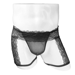 black Sinner’s Lace Garter Thongs - pridevoyageshop.com - gay men’s thongs, boxers, briefs and jockstraps