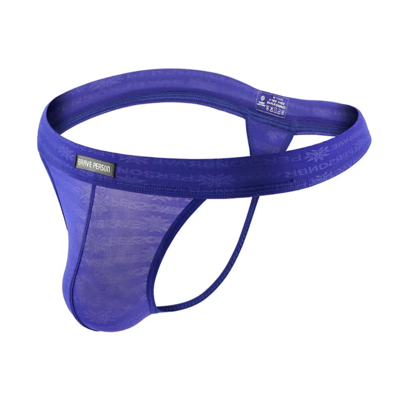 blue BRAVE PERSON Men’s Sheer Temptation Thong - pridevoyageshop.com - gay men’s thongs, boxers, briefs and jockstraps