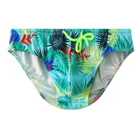 blue Men’s Cockatoo Cove Swim Briefs - pridevoyageshop.com - gay men’s sexy swim briefs, trunks, board shorts, and bikinis