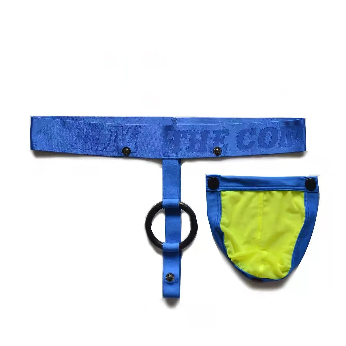 blue Men’s D.M. Detachable Pouch Cock Ring Mesh Thong - pridevoyageshop.com - gay men’s thongs, boxers, briefs and jockstraps