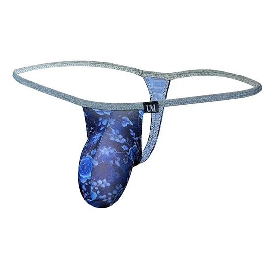 blue Men’s Floral Fever Thong - pridevoyageshop.com - gay men’s thongs, boxers, briefs and jockstraps