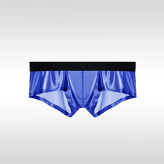 blue Men's Slick Seduction Ice Silk Boxers - pridevoyageshop.com - gay men’s thongs, boxers, briefs and jockstraps