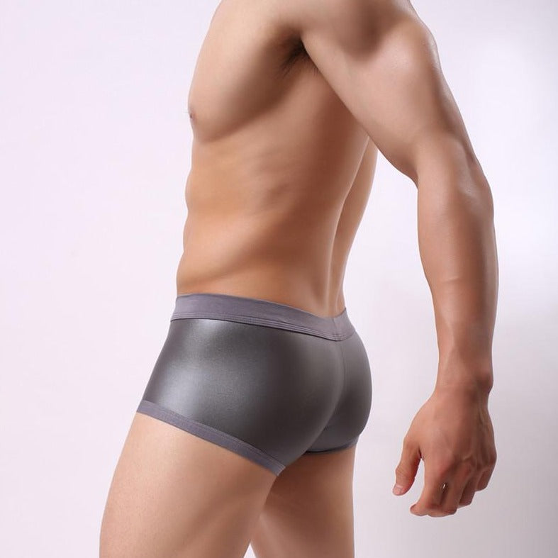 a sexy gay man in gray Brave Person Men's Metallic Badge Boxer Briefs - pridevoyageshop.com - gay men’s underwear and swimwear